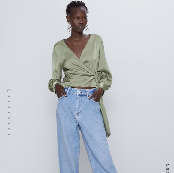 Zara | Tops | Zara Knotted Satin Effect 